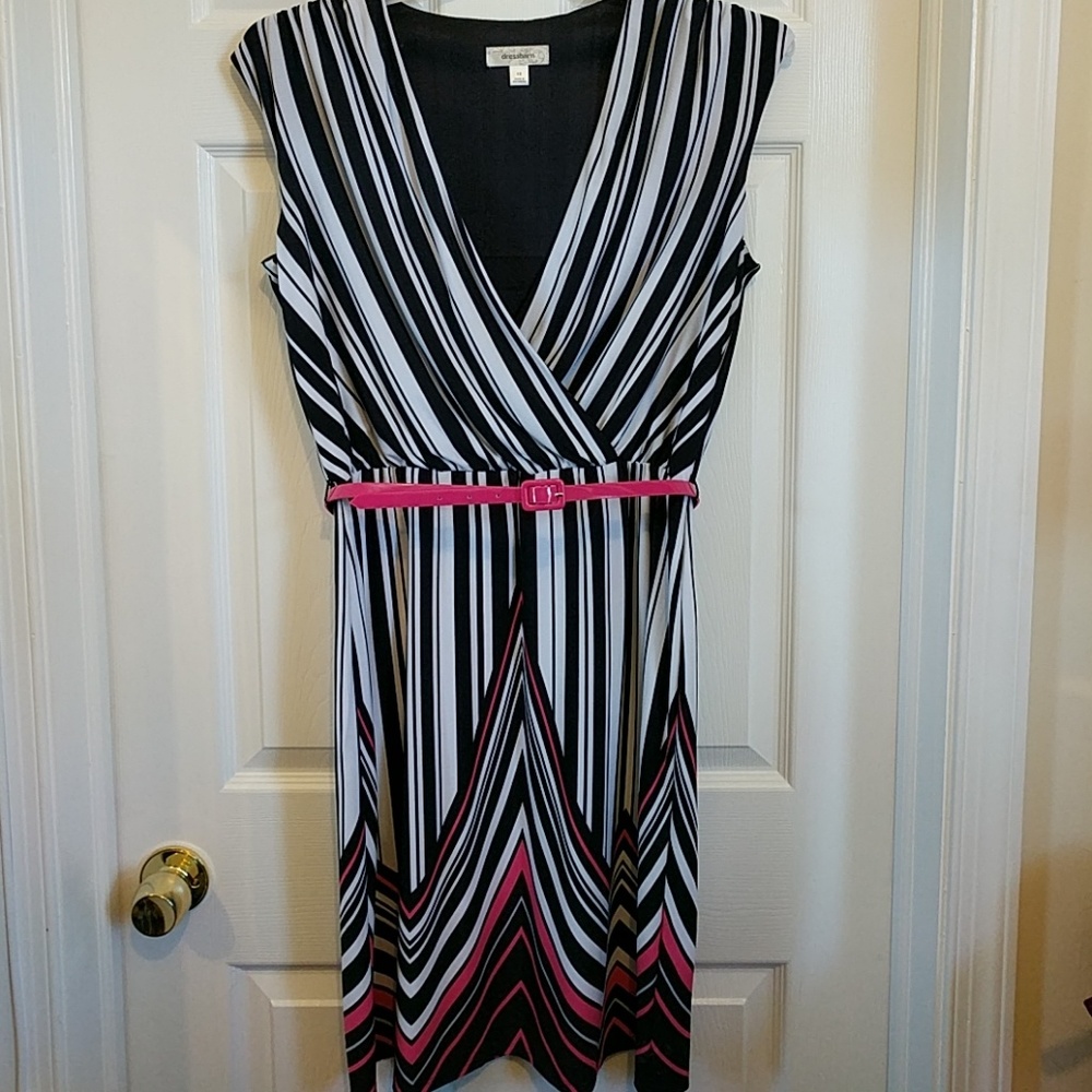 Pink and black dress.
